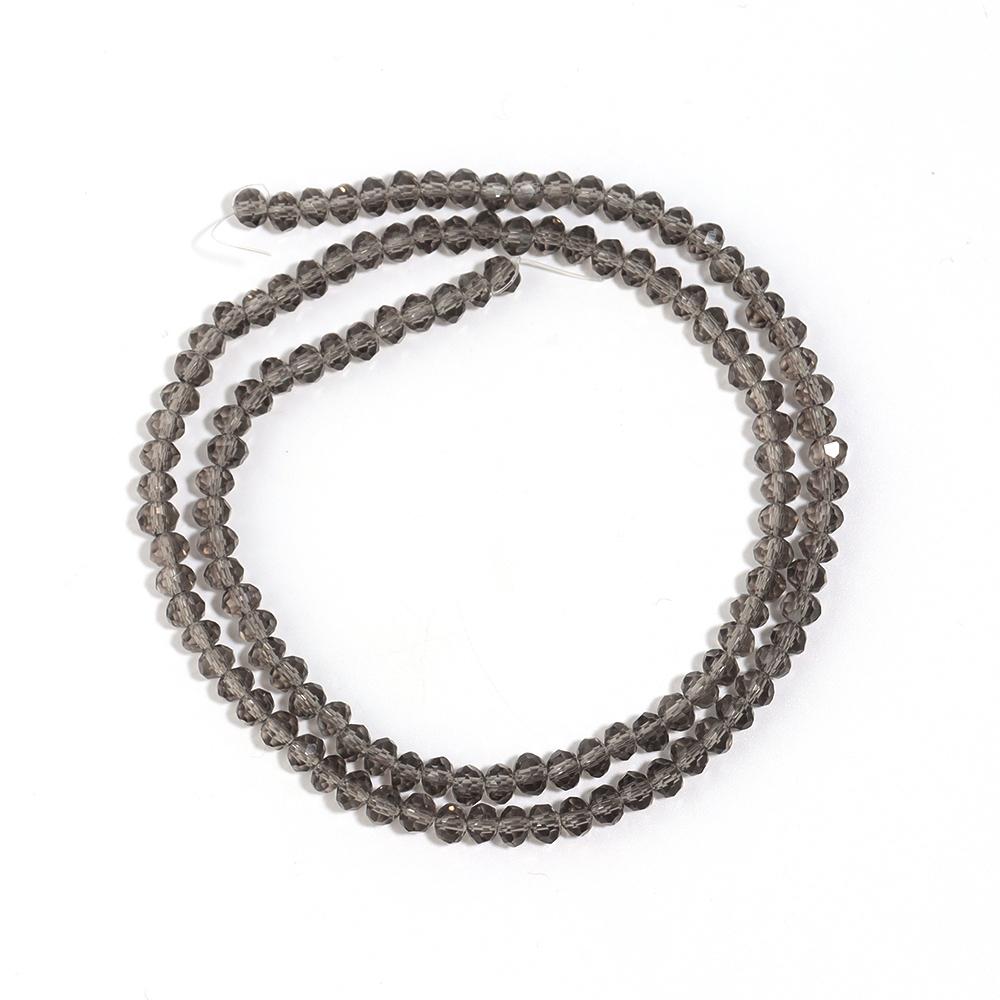 1 Strand 4/6/8mm Faceted Crystal Beads Dark Grey Rondelle Loose Spacer Glass Beads For Jewelry Making DIY Bracelets Necklace