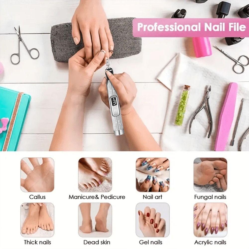 Low Noise Electric Nail Drill Multiple Gears Nails Sander File Set Nail Polishing Machine Nail Art