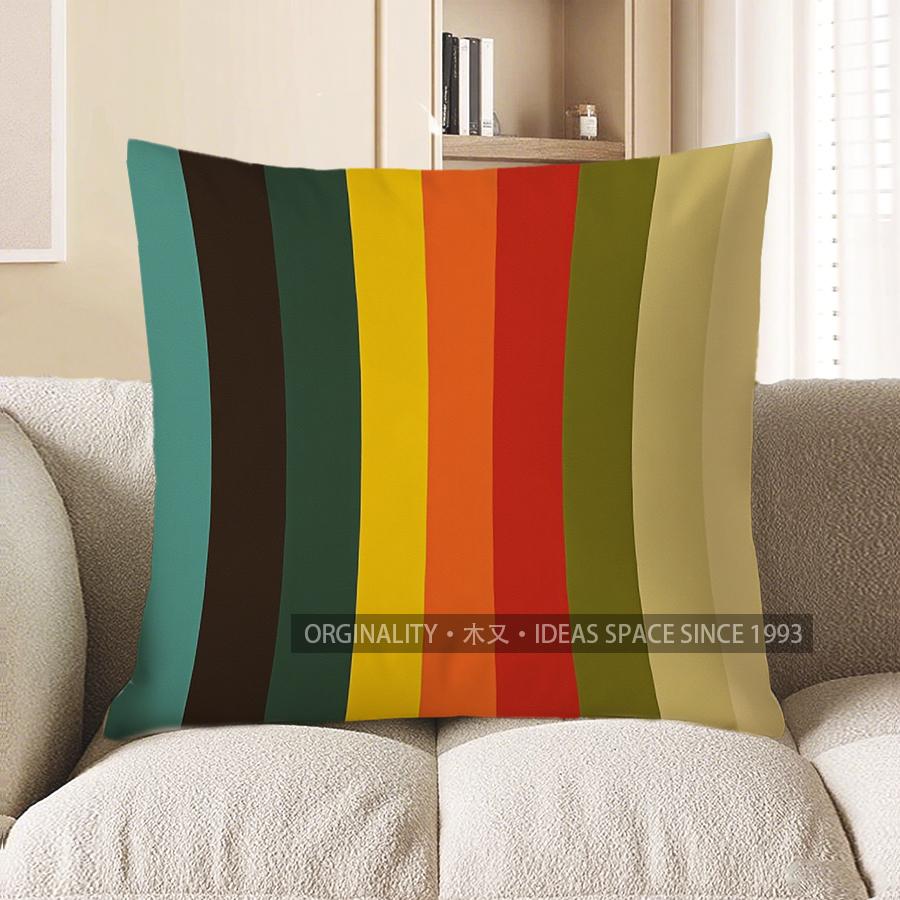 Home Decor Vibrant Striped Pattern Digital Print Pillow Cover Pattern Cushion Cover Suitable for Sofa Bedroom Car Pillow Cover