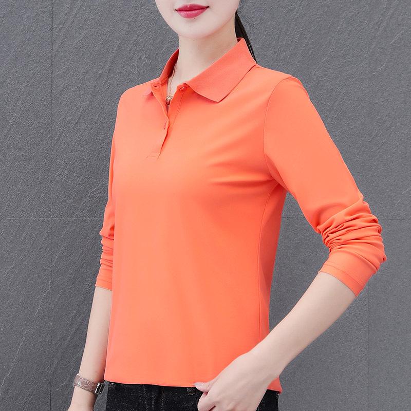 

Women’s 2024 Long-Sleeve Nylon Polo Shirt with Turn-Down Collar – Perfect for Spring and Autumn! M (80-95 jin) помаранчевий