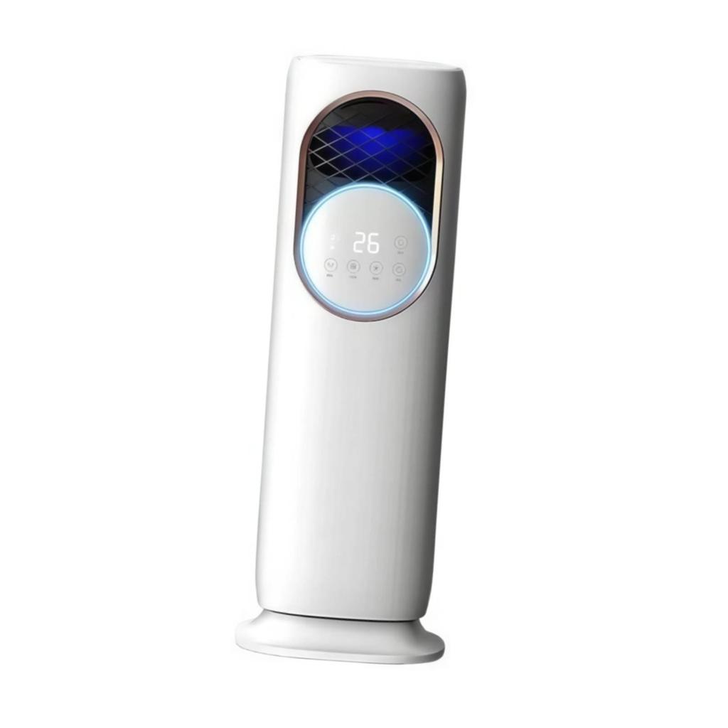 Mesh Grille Touch Buttons Freestanding Air Cooling Unit Fan Cylindrical Body