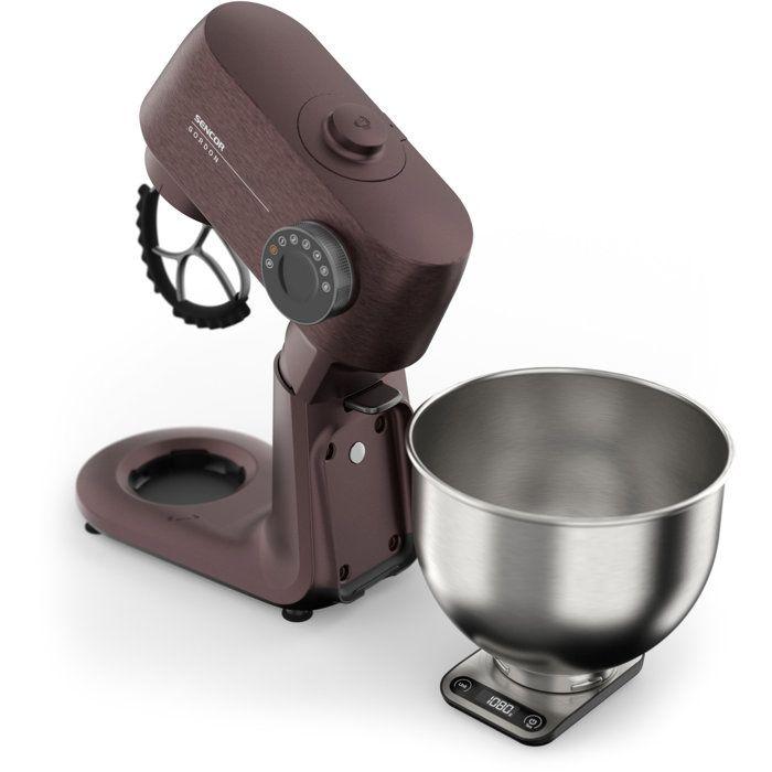 Robot pâtissier multifonction Sencor STM 7632WP Gordon - Pétrin et hachoir à viande - Bol inox 5,5 L - Moteur 1500 W - Bordeaux