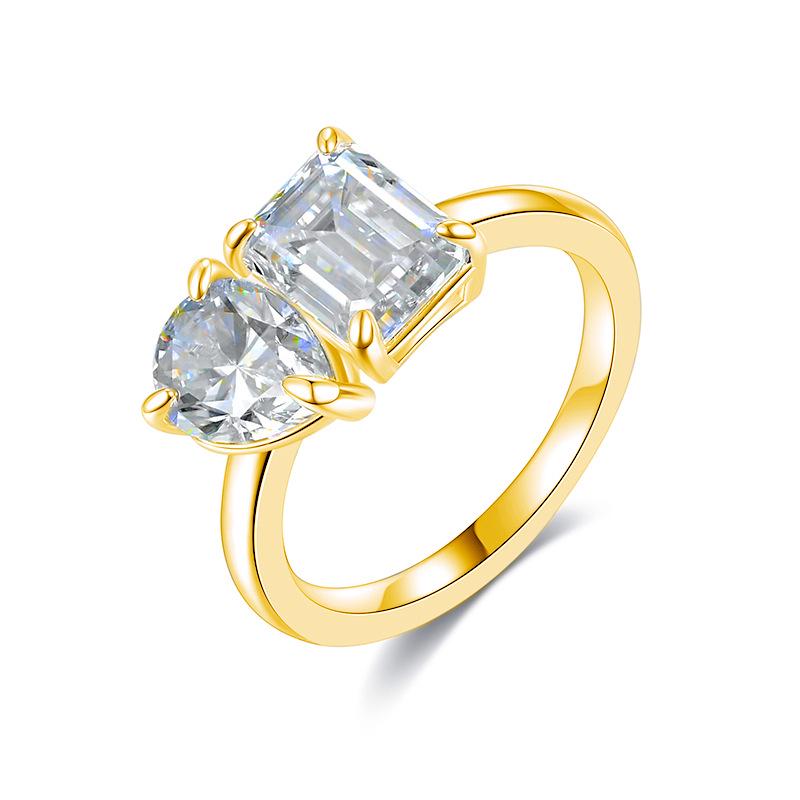 S925 Sterling Silver Irregular Moissanite Women's 3CT Fashion Ring