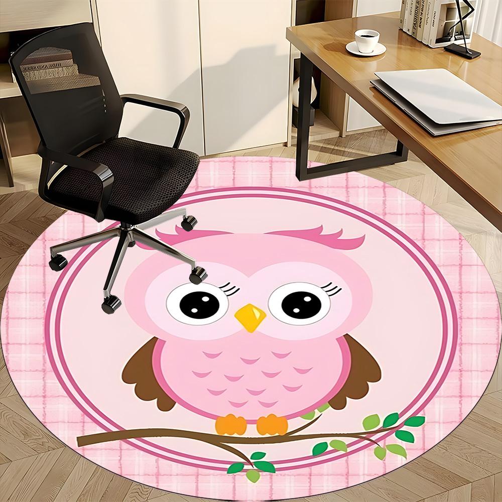 1pc Pink Owl Chair Carpet for Office, Non-slip, Soft and Durable Leisure Rug, Perfect for Office, Living Room yy251103110