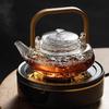 Japanese Style High Borosilicate Glass Teapot Bamboo Handle Teaware Kung Fu Tea Pot Tea Set Household Heat Resistant Tea Maker