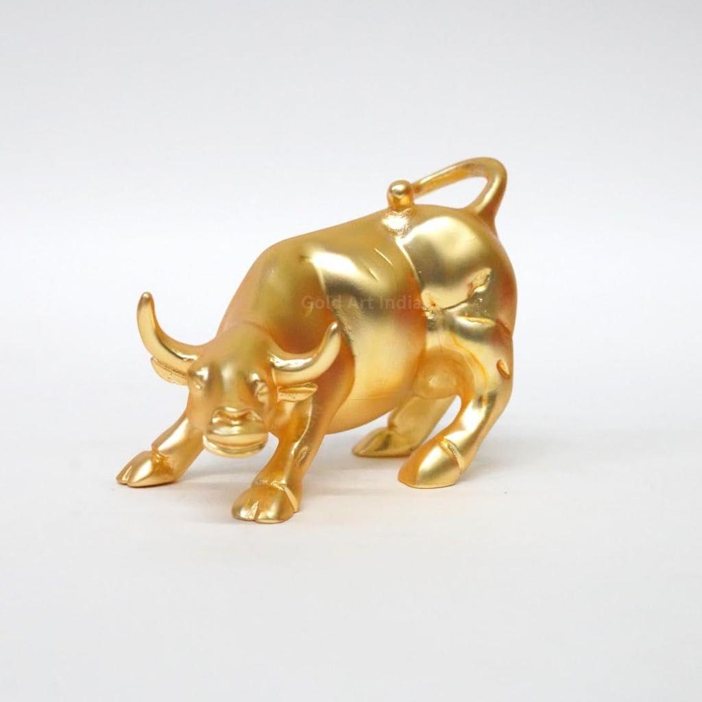 Gold Plated Vastu & Feng Shui Animals & Birds Set | Luck, Positivity & Wealth | Elephant, Bull, Kamdhenu Cow, (Gold Matte, 4 Inch)