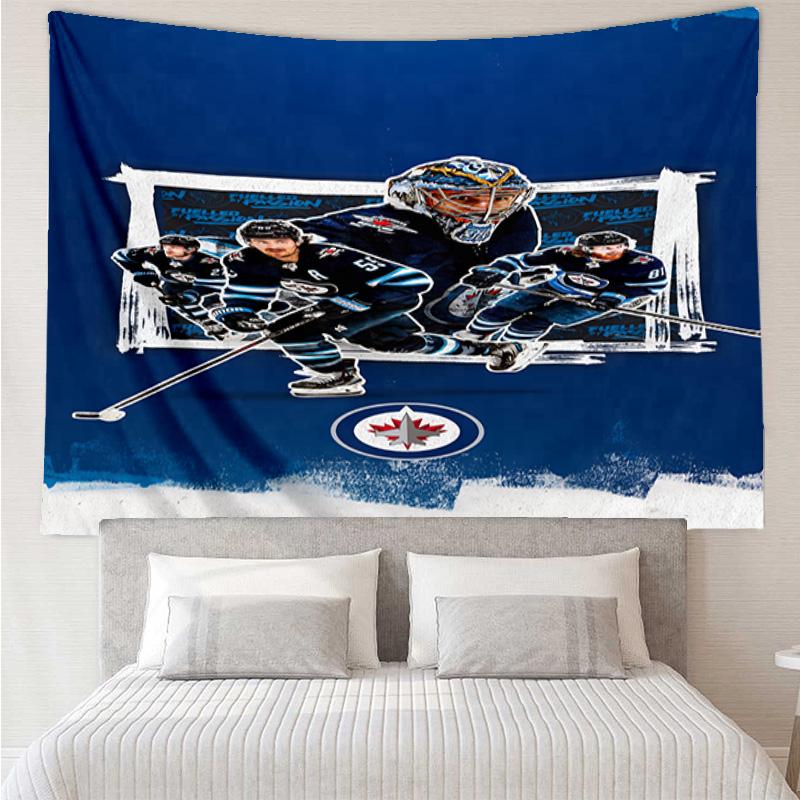 Winnipeg Crest Hockey Tapestry, Unique Design Tapestry, Wall Decor for Bedroom,Livingroom, Playroom,Heartwarming Fan Holiday Gifts