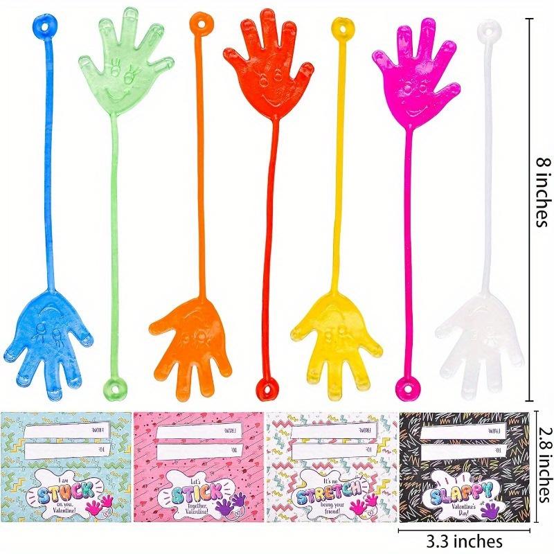JOYFY 28 Packs Valentines Day Sticky Hands with Card Headers for Party Favor Classroom Exchange Prizes Greeting Cards