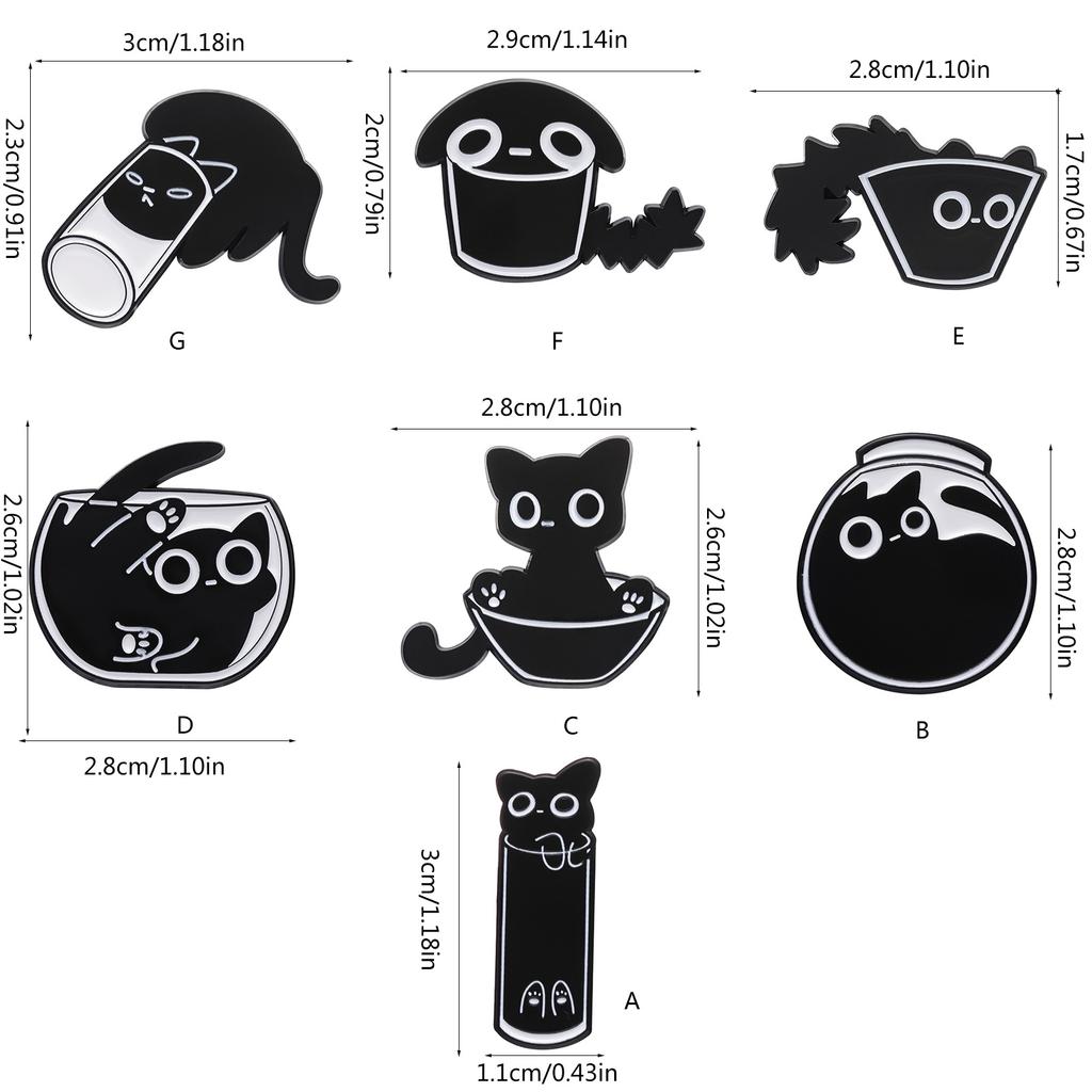 Pack of 5 Lovely Cats Enamel Lapel Pin Cartoon Animal Designs Brooches Portable for Jackets Hats and Backpacks