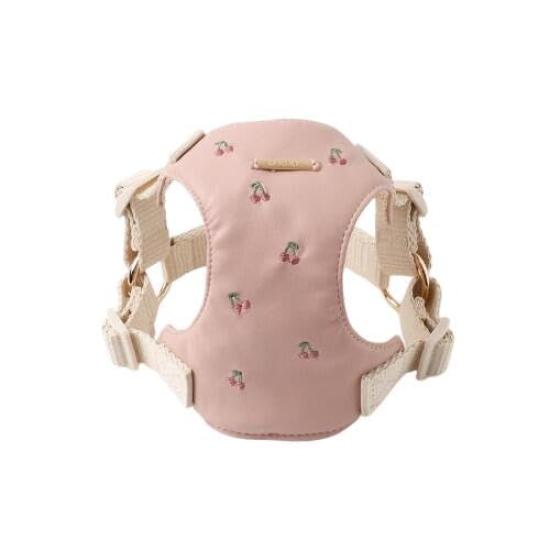 

Embroidered Harness and Lead Dog Harness for Small Dogs Adjustable Easy to Attach and Remove with One for Walks and Outings monchéri [Cherry Set]