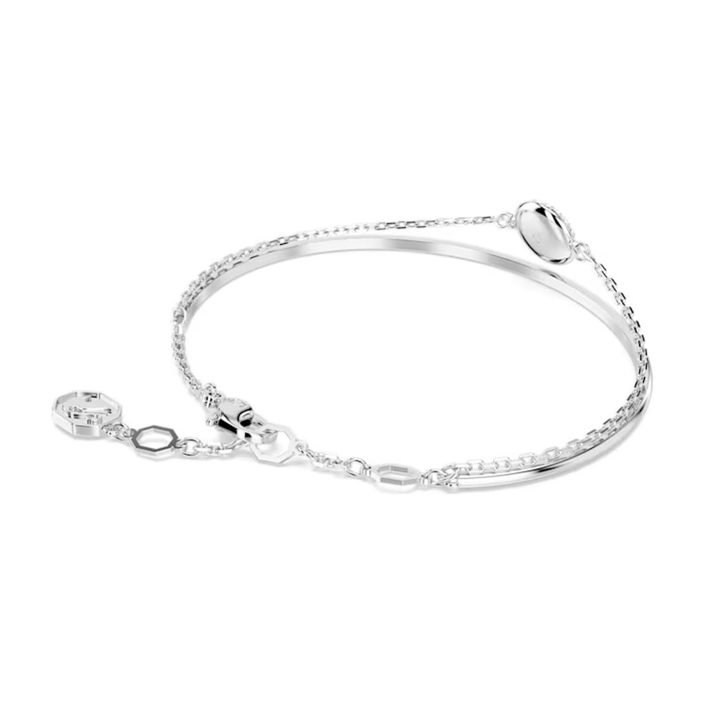 Swarovski Rhodium Plated, Faux Crystal Bangles Womens Silver