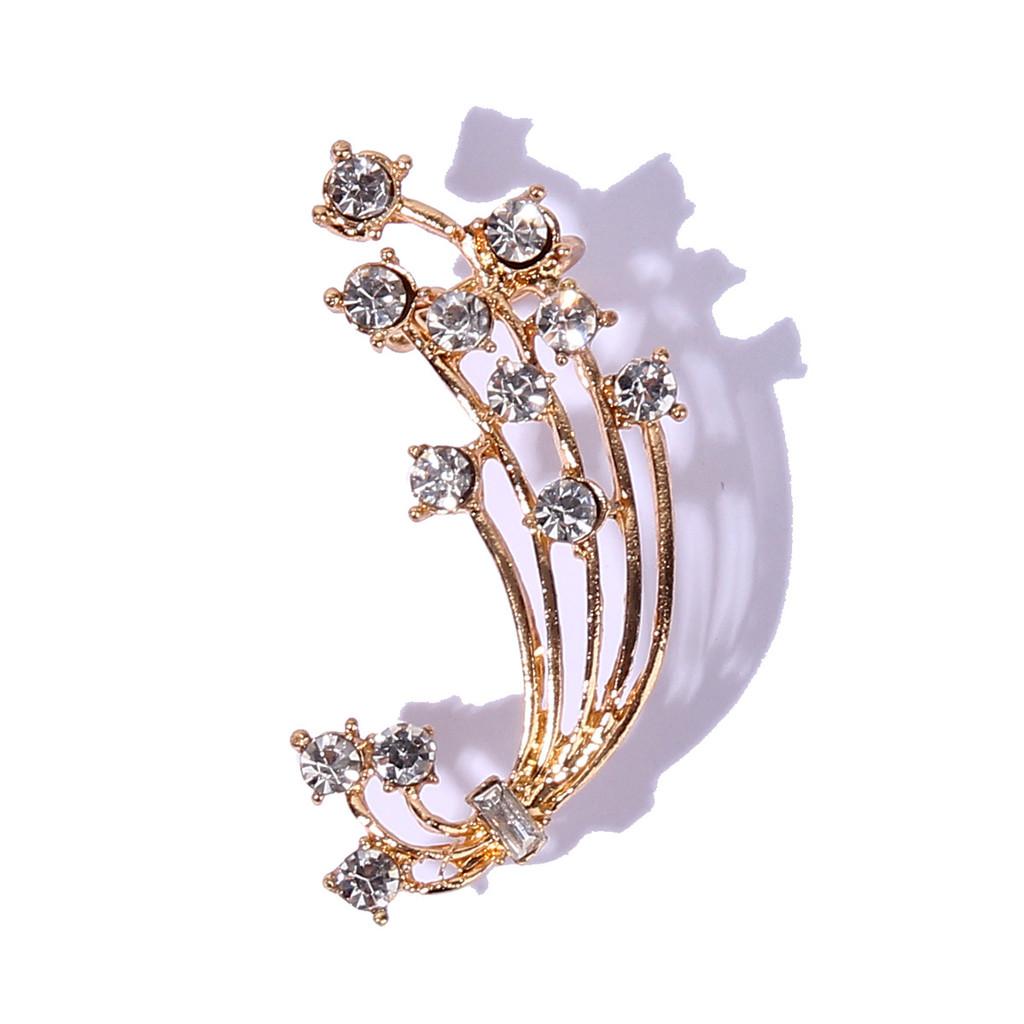 Gold Fashion Tone Flower Earrings With Rhinestone For Wedding Or Celebration