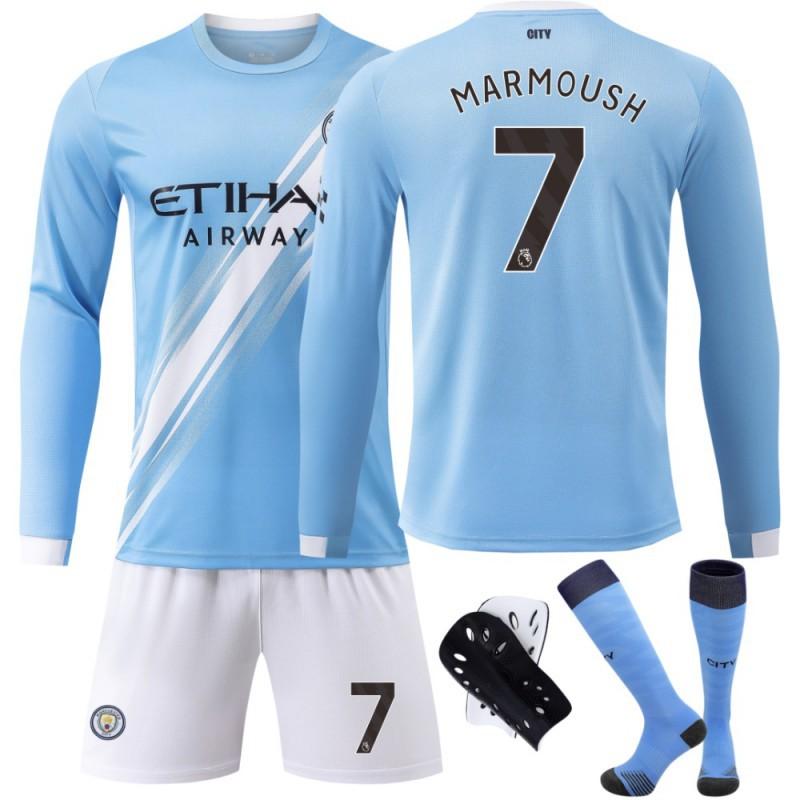 2324 Manchester City's Home Long-sleeved No. 9 Harland 17 De Braunet 10 Gralish Football Uniform Correct Jersey
