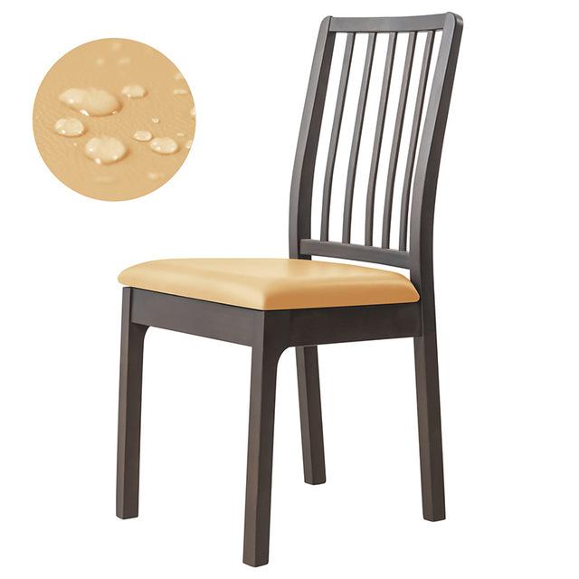 Waterproof Pu Seat Cushion Cover Faux Leather Stretch Chair Cover For Dining Area Room Area Kitchen Hospitality Anti -Dirty Oil -Proof Slipcovers