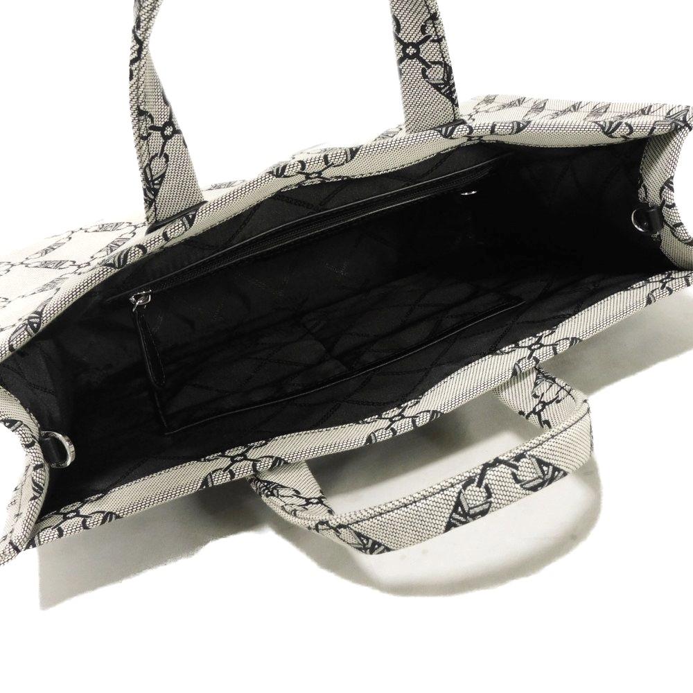 Used 11974 Gigi Empire Logo Large Tote 30S3G3GT3J 7924 Black 2-Way Shoulder Bag MK Jacquard Natural Unisex from Japan