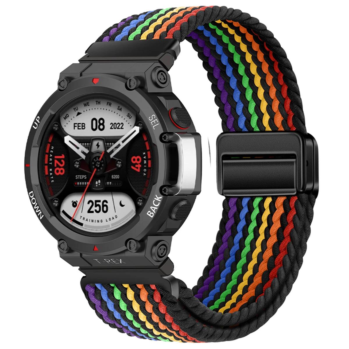 

Magnetic Folding Buckle Nylon Strap for T-Rex3 Braided Weaving Elastic Bracelet for Amazfit T-Rex / T-Rex 2Ultra Smartwatch Band for Amazfit T-Rex 3