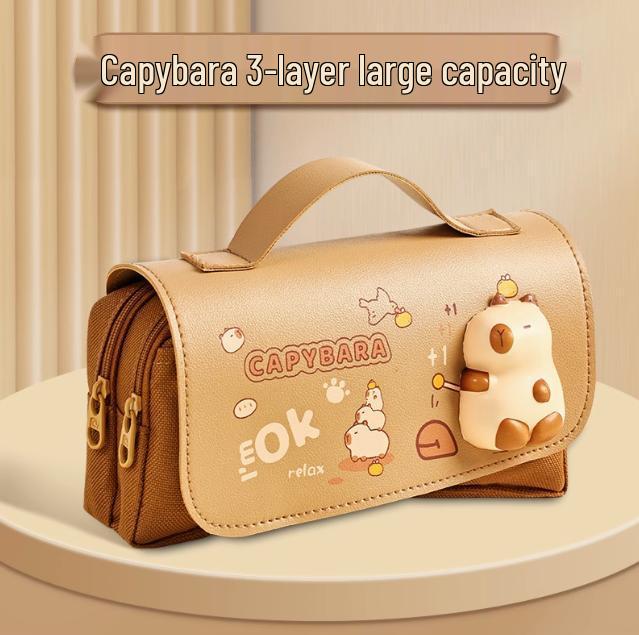 

2025 Многослойный пенал-капибара, устойчивый к пятнам, для учеников начальной школы