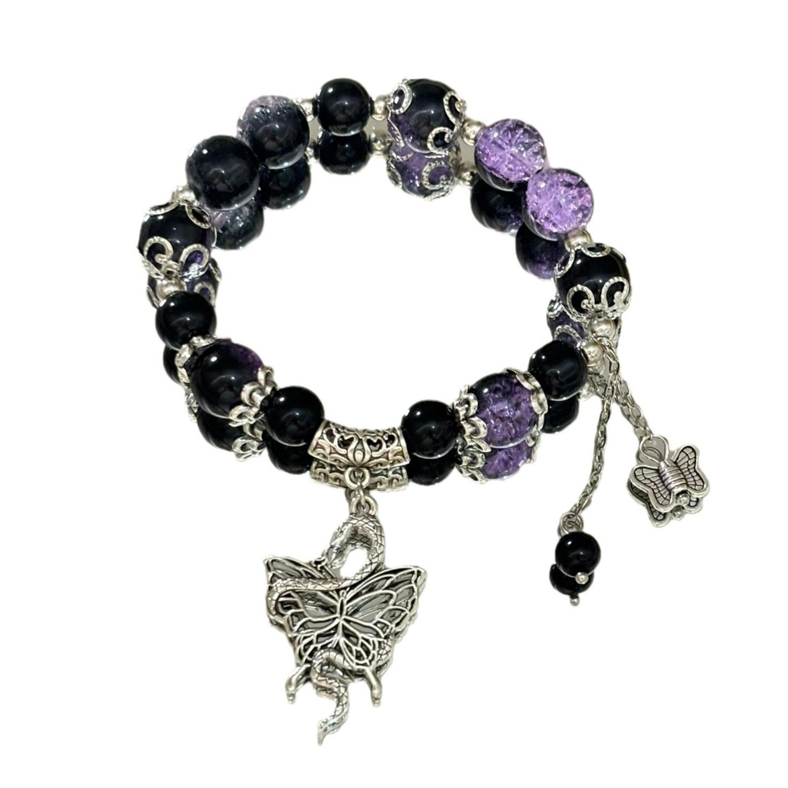 

Модный браслет с кисточками из бусин в виде бабочек для женщин, винтажный браслет-цепочка на руку со змеиным кулоном, стильный ювелирный аксессуар