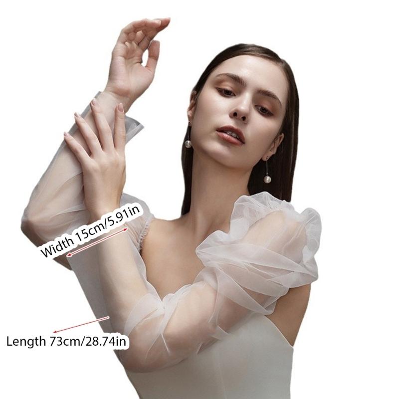 Seethrough Arm Sleeves Sheer Gloves For Bride Wedding Gowns And Formal Occasion Shoulder Length Gloves for Banquets