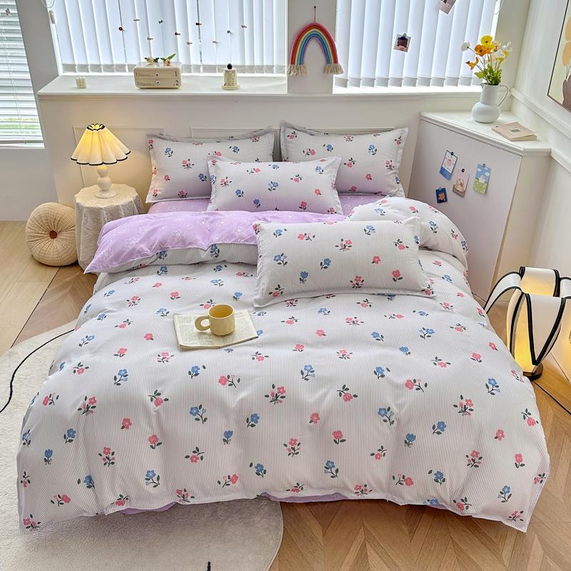 Cartoon Black Cat Duvet Cover SetKitten Bedding Set 4Pcs Quilt Cover 1 Flat Sheet And 2 Pillow ShamsPolyester Comforter Cover