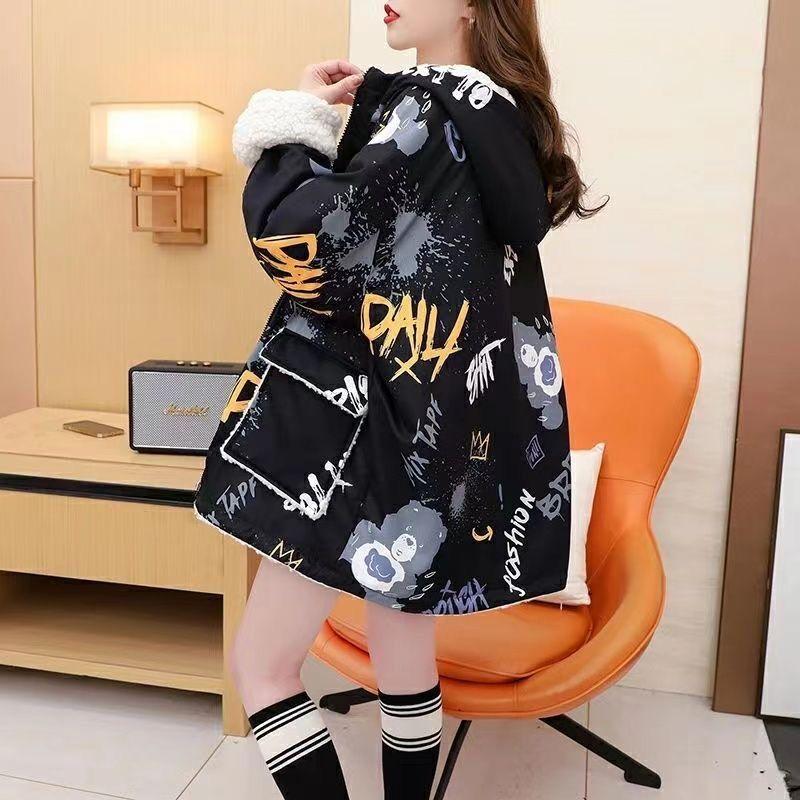 Women's Fall and Winter Padded Thickened Hooded Sweatshirt Designed Niche Tops