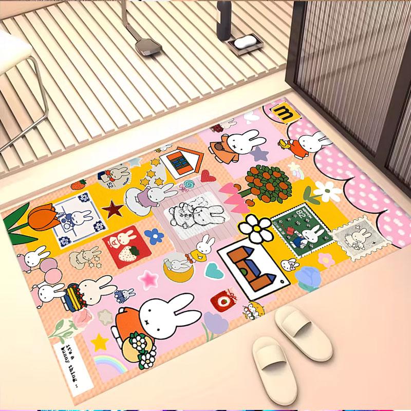 Miffy Print Rug, Washable Floor Carpet, For Entryway Dorm Laundry Room Office Study, Home Decor Birthday Christmas Gift