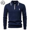 Polo Ralph Lauren Outono e Inverno Bordado Novo Tamanho Europeu Lapela Suéter Masculino Polo Meio Zíper Suéter Tricotado de Alta Qualidade Roupa Masculina