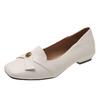 Retro style simple single shoes women's summer camellia commuting versatile shallow mouth square head Mary Jane shoes