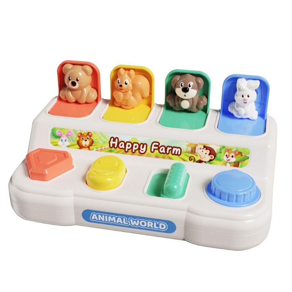 Cartoon Animals Peekaboo Switch Box Button Animal Sensory Toy Pop-up Animals Toy  Children