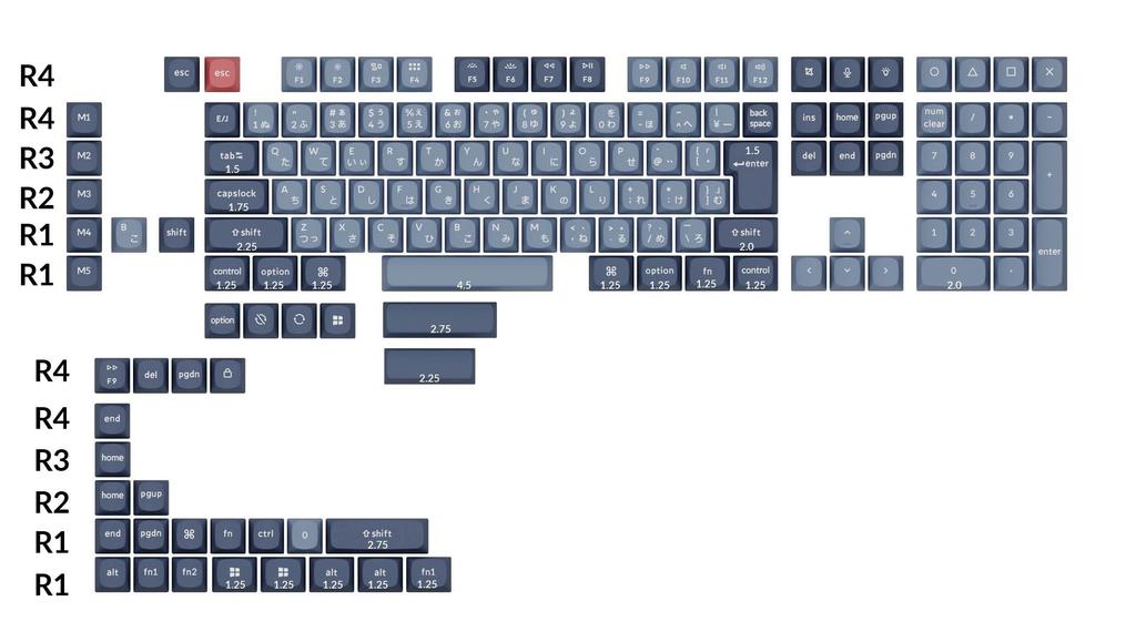Keychron Double Shot PBT OSA Keycaps for JIS Full Set and Light Layout, (Gray Blue)