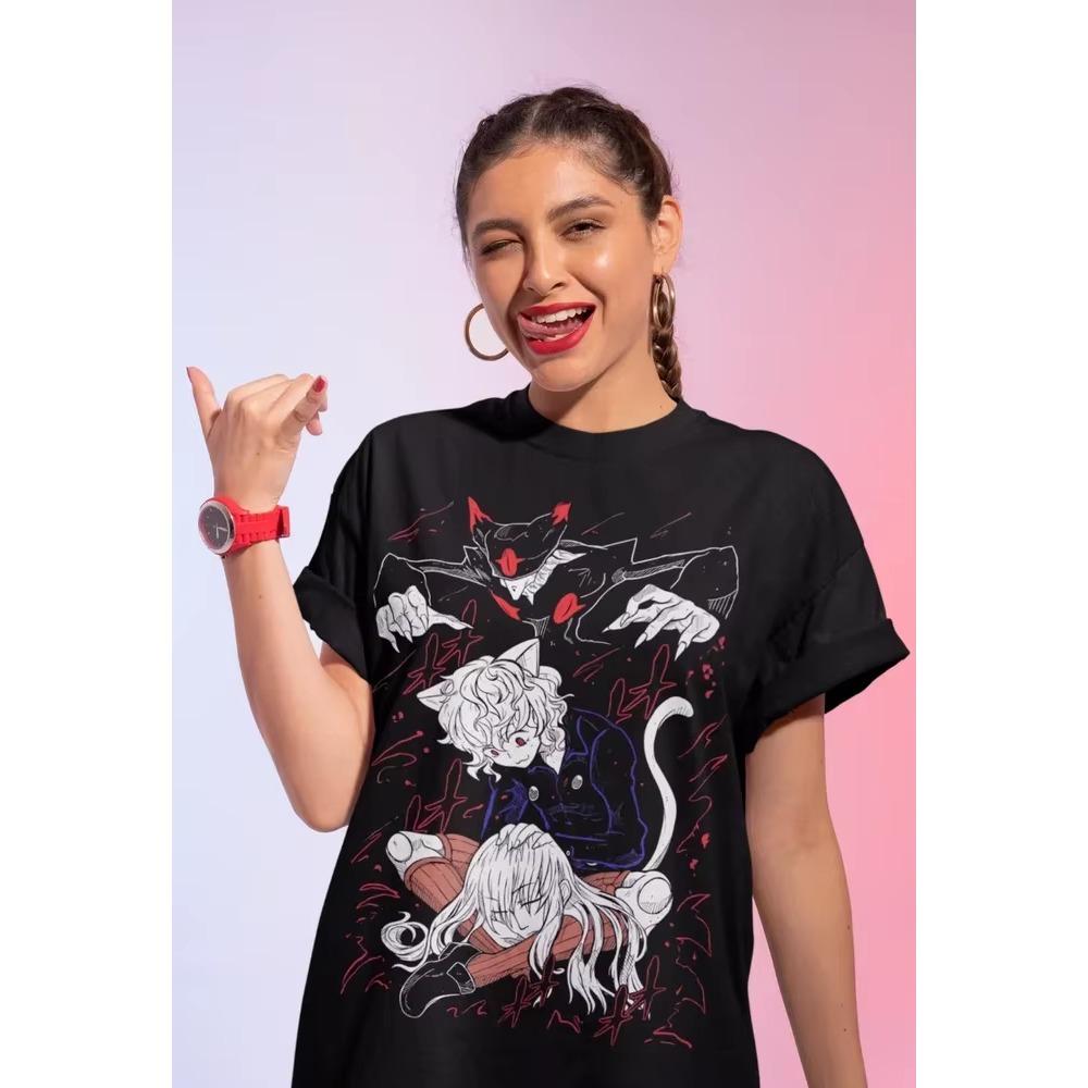Neferpitou Hunter X Hunter Anime Manga T-shirt Graphique Unisexe Coton Doux Lavage Vintage Oversize Manches Courtes Décontracté Streetwear T-shirts