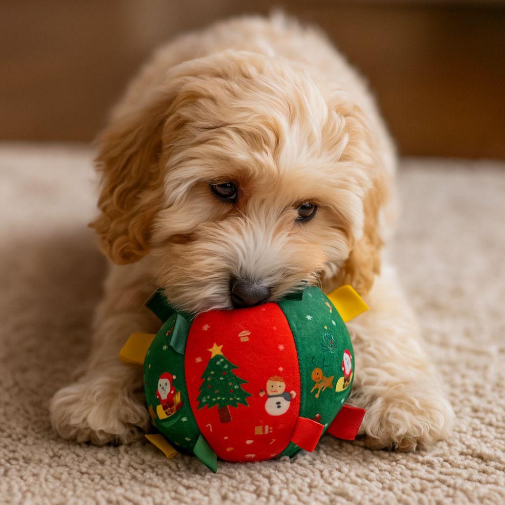 Bite-Resistant Dog Squeaky Ball Santa Claus Snowman Christmas Pet Ball Built in Bell Cartoon Interactive Dogs Toys