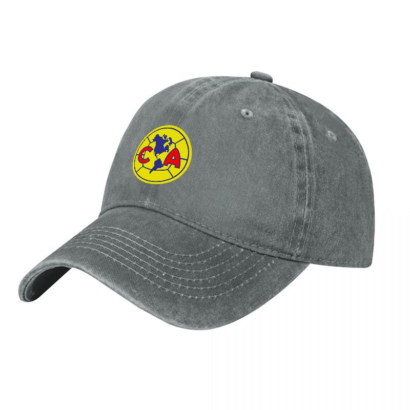 Club America Logo Washed Canvas Baseball Cap Unisex Women Unisex Adjustable Hat Sport Team Fan Apparel Casual Streetwear Headwear