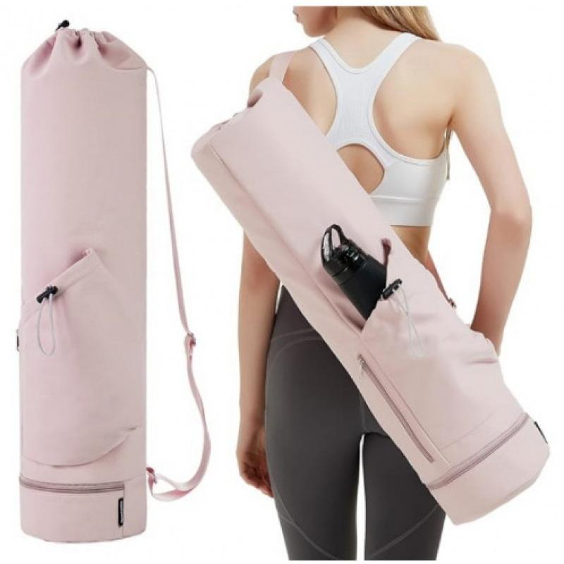 Bag With Water Bottle Pocket And Bottom Wet Bag Sports Yoga Mat Large Capacity Exercise Yoga Mat With Adjustable Shoulder Strap