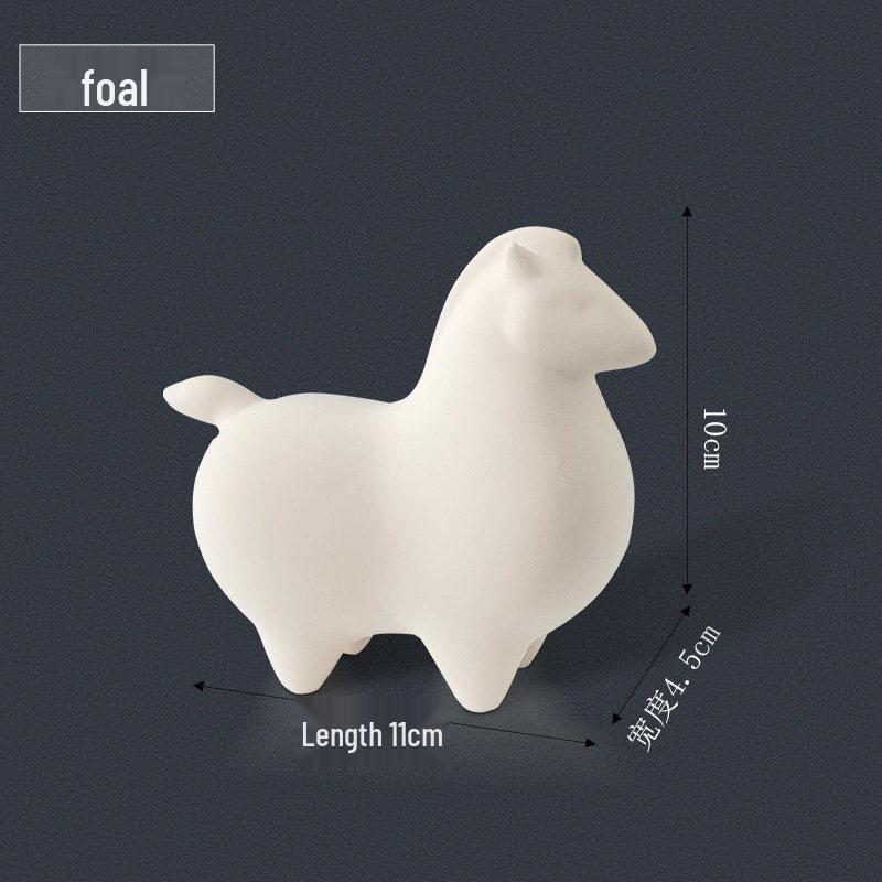 Year of the Horse Ceramic Slip Casting: Handmade Unglazed Zodiac Pottery for Children, Featuring Rabbit, Piglet, and Pony