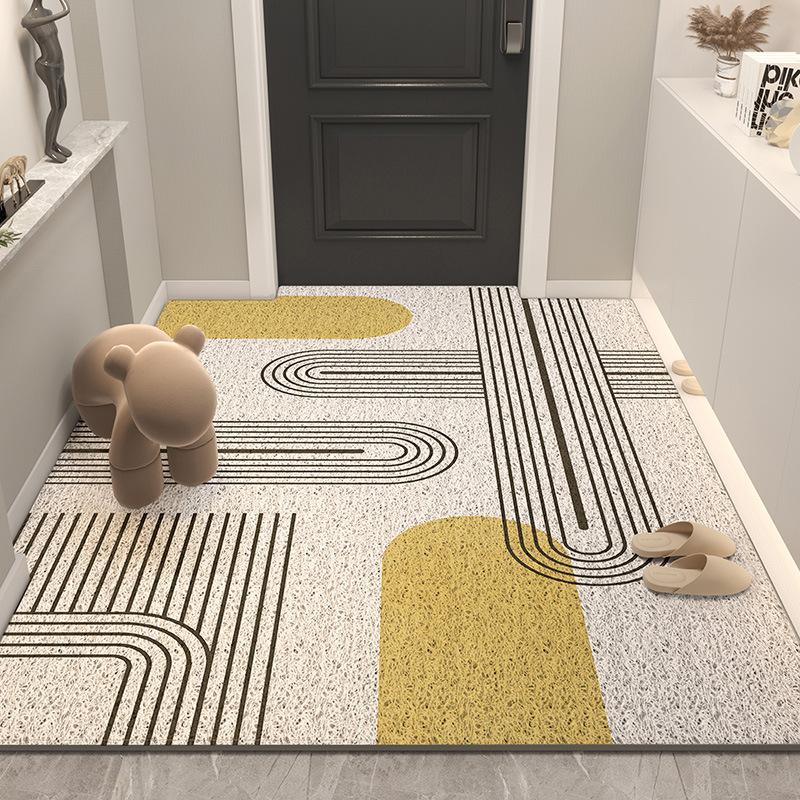 Wave Point Non-slip PVC Retro Entrance Doormat Floor Mats Silk Loop for Entryway Porch Hallway Home Decor Dust Removal Carpet