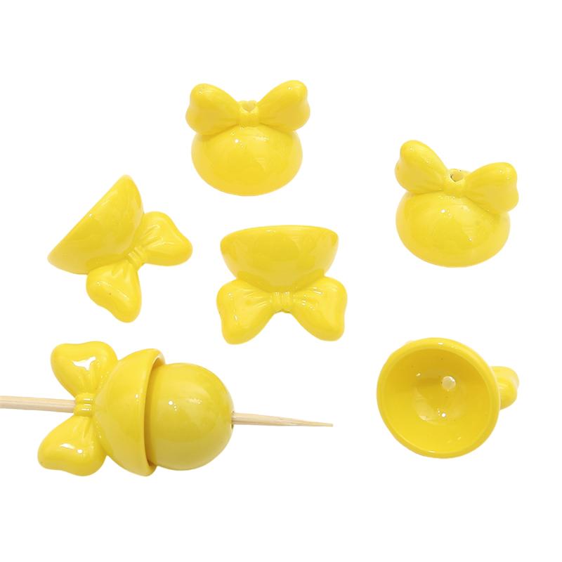 

4 шт. акриловые бусины с бантиком в форме кролика, очаровательные свободные бусины-разделители для ожерелья, браслета, брелка, сделай сам, изготовление ювелирных изделий жёлтый