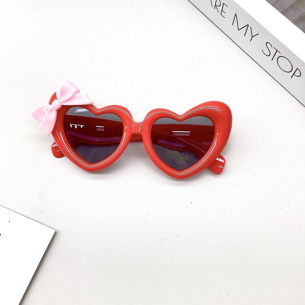Fashion Bow Children'S Sunglasses Cute Girl Love Sunglasses Sun Protection Uv Glasses Tide