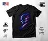 Blue Violet Flame Skull Profile T-Shirt Black Unisex S-2XL
