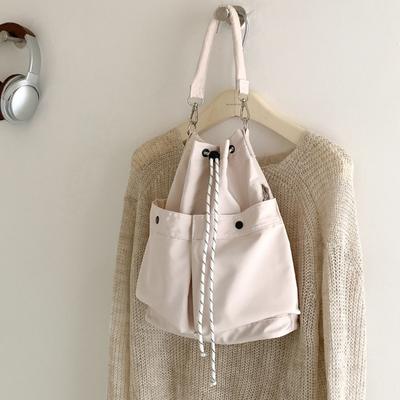 New Drawstring Bucket Bag Women's Crossbody Nylon Tote Bag Large Capacity Women's Lazy Wind Casual Shoulder Bag Women