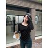 Spring and Autumn Gentle Style Slim Long Sleeve T-Shirt Women's Irregular Twist Slim Top