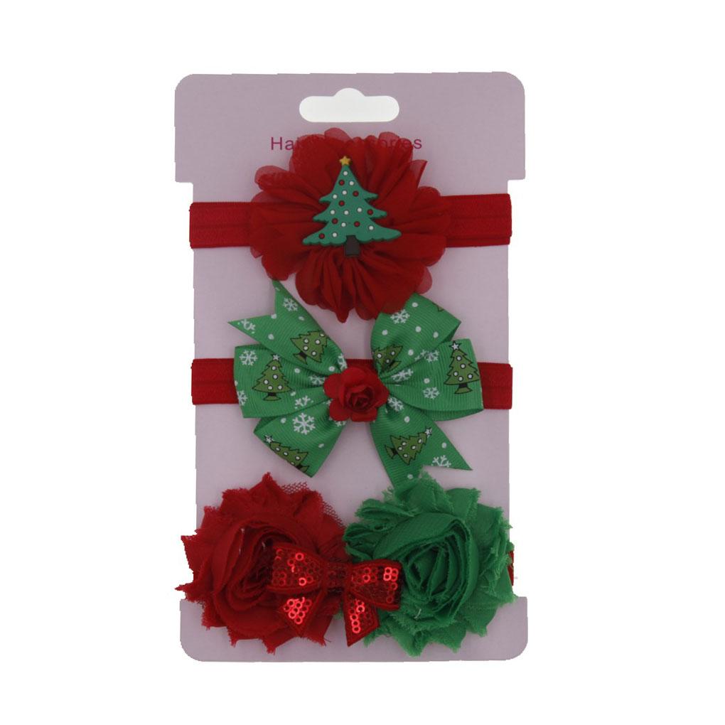 3-Piece Children Girl Hair Band Sets Xmas Headband Simple Kids Hair Ribbon Bowknot Christmas Hair Accessories
