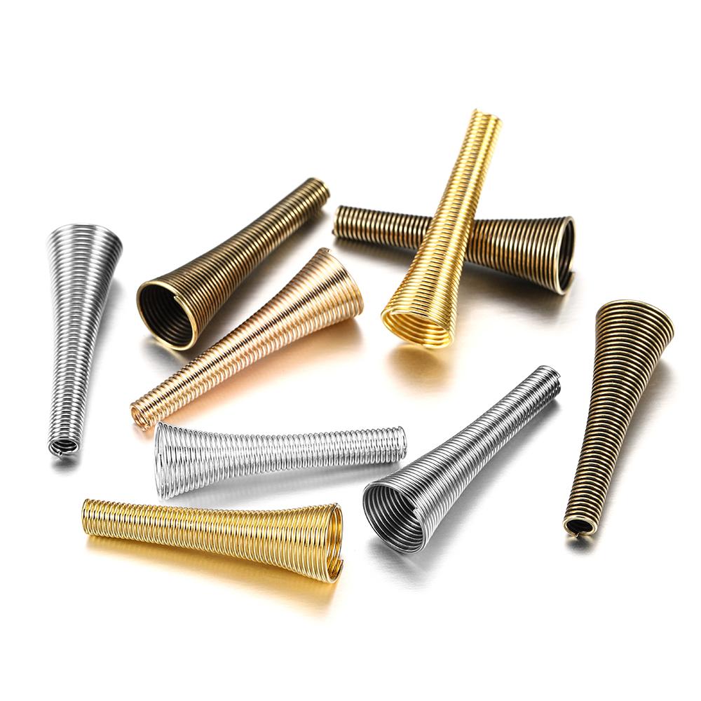 12pcs/lot Bugle Metal Cone Funnel Spring Coil Spacer Beads End Caps Connector For DIY Jewelry Makings Supplies Accessories