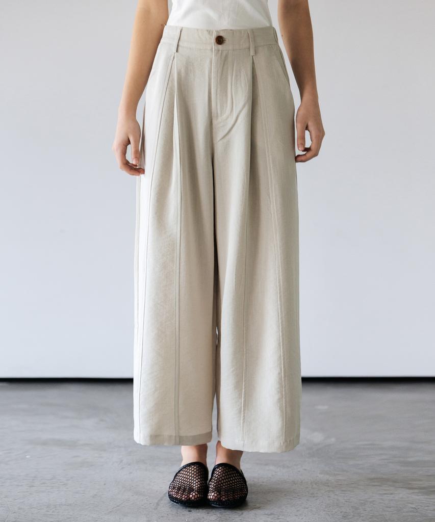 HYFVE Summer Pintuck Cut Linen Wide Elastic Pants