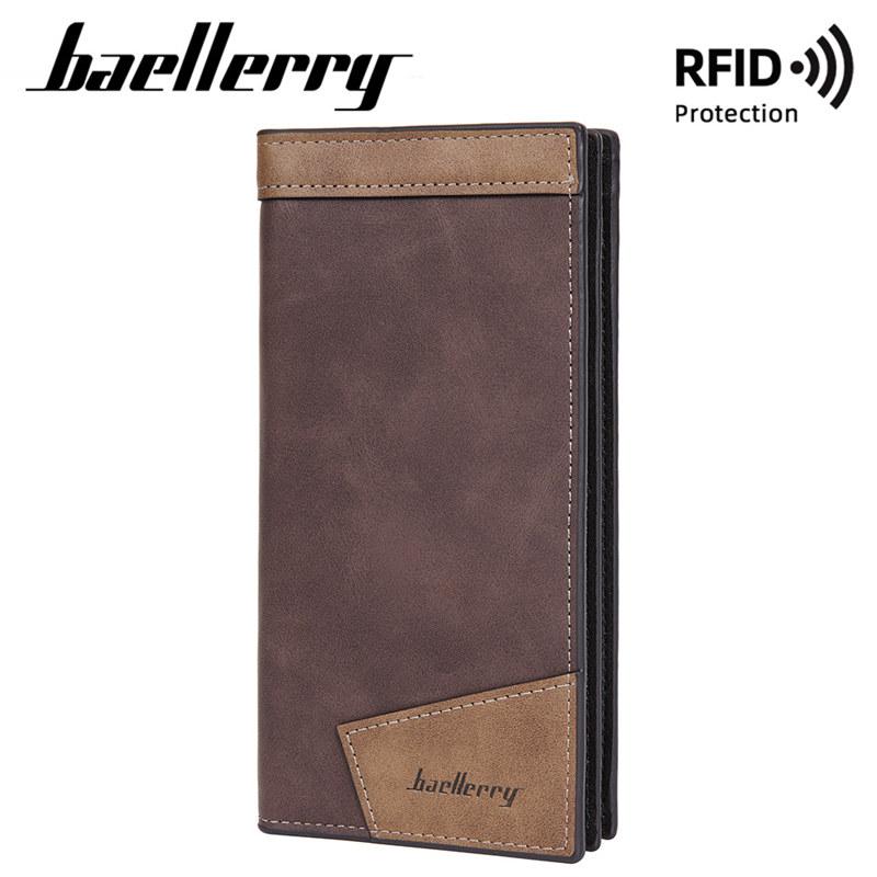 Baellerry Dlouhé peněženky s ochranou RFID Vintage Design Držák na vizitky Bifold Peněženka