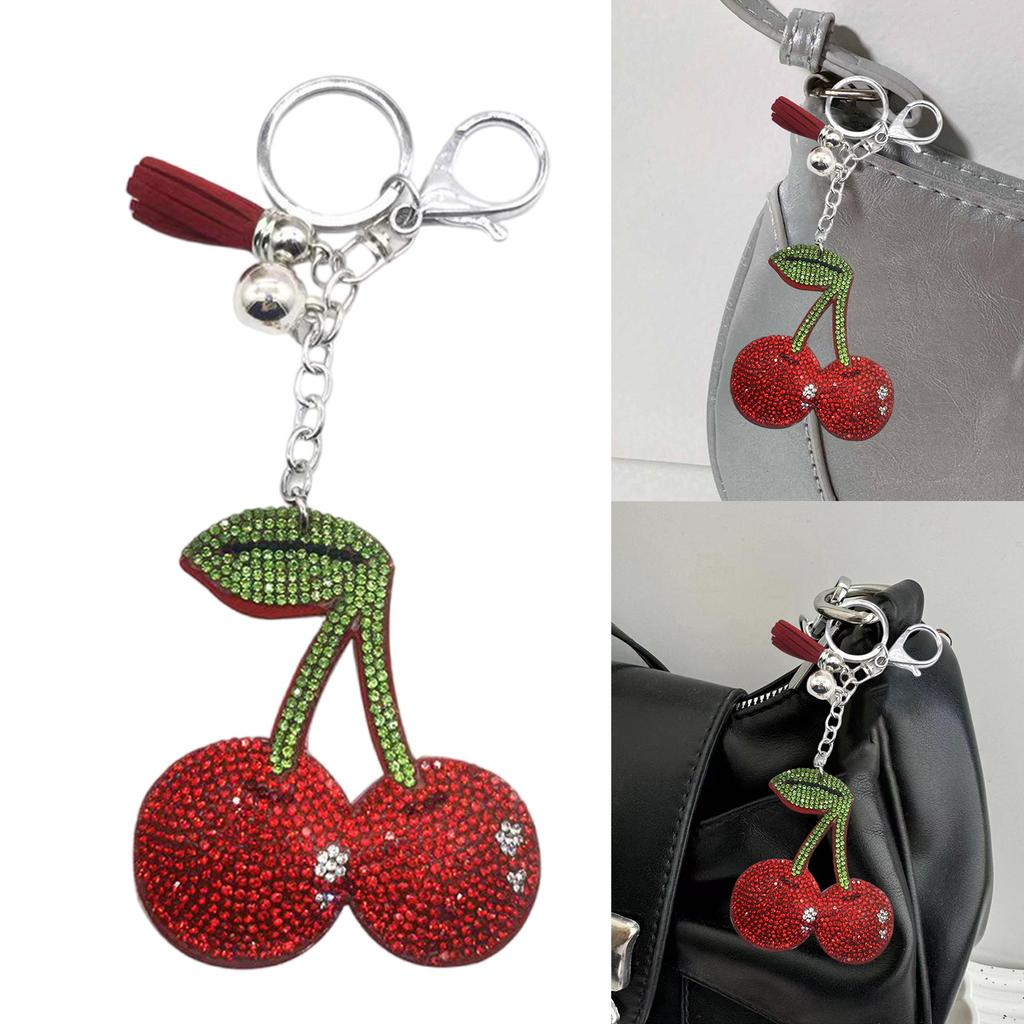 Sparkling Cherry Bag Accessory Fashion Keychain Alloy Texture Cherry Keyrings Suitable for Party and Casual Outfits