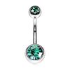 [HOMESLICE PRODUCTIONS] Banana Barbell Belly Button Piercing 14G Double Jewel Emerald Body Piercing Belly Pier 316L Surgical Stainless Steel Men