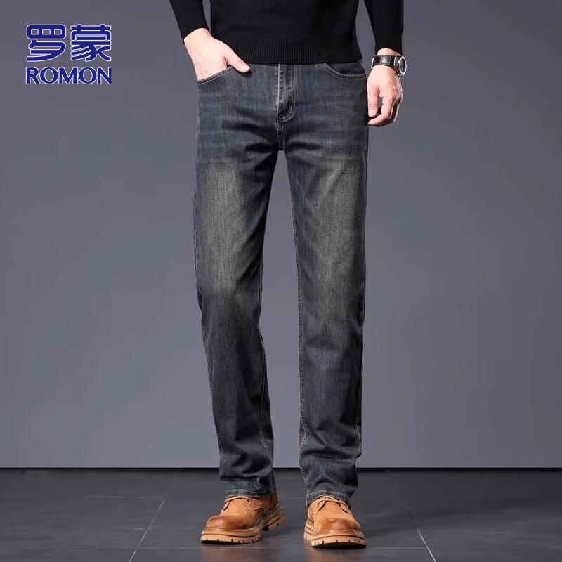 ROMON Men's Autumn/Winter Straight-Leg Casual Jeans
