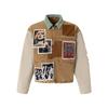 Mens Vintage Detroit Style Oversized Cotton Jacket With Patchwork Appliqu Reinforced Stitching