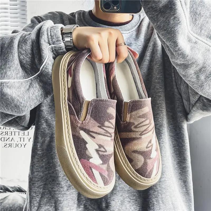 Summer Canvas Sneakers Male New In Men's Vulcanize Shoes Autumn Korean Style And Cheap Size 45 Slip-ons Designer Luxury Work 44